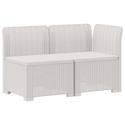 Tweedelige Tuinbank met Kussens Rattan Look PP Wit