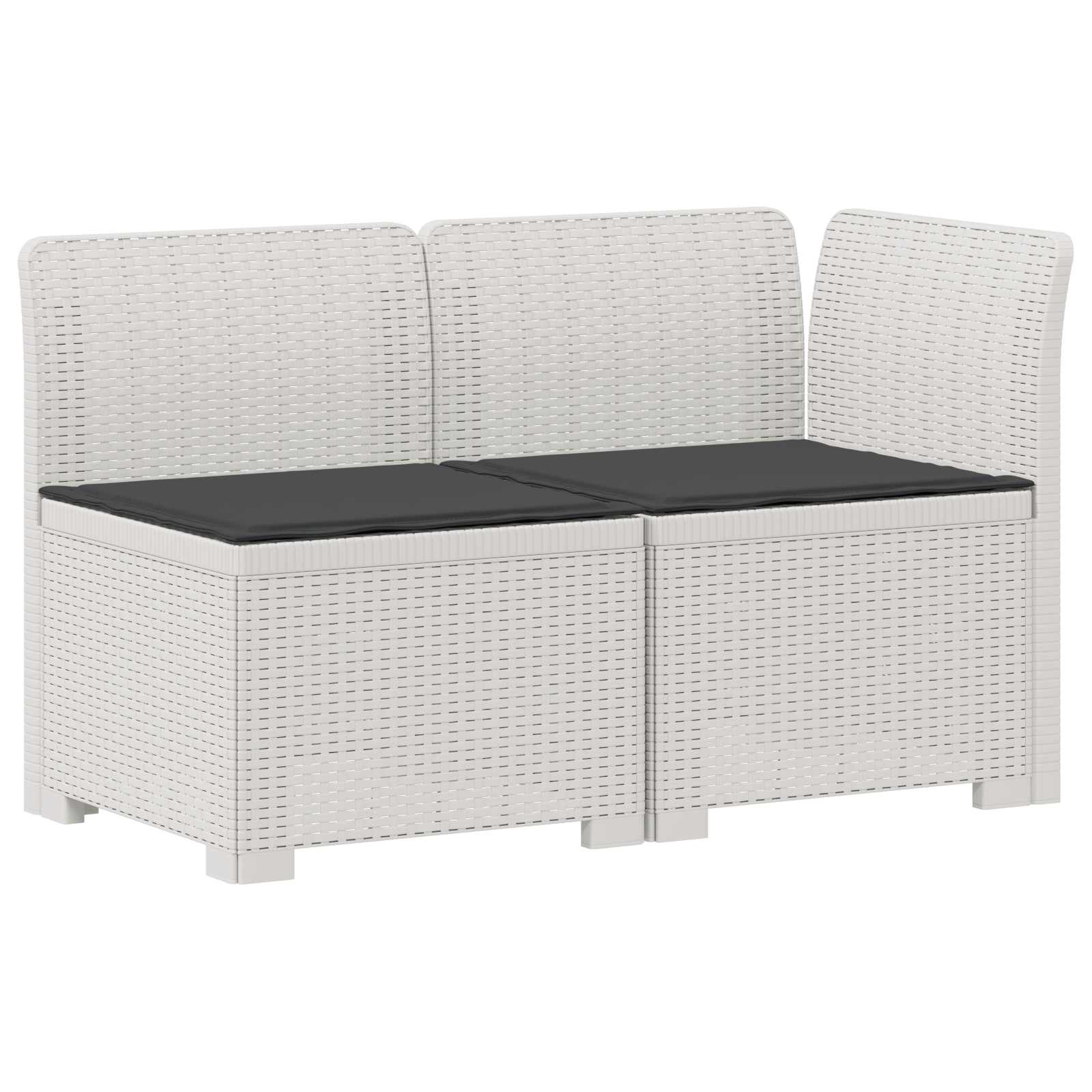 Tweedelige Tuinbank met Kussens Rattan Look PP Wit