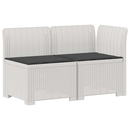 Tweedelige Tuinbank met Kussens Rattan Look PP Wit