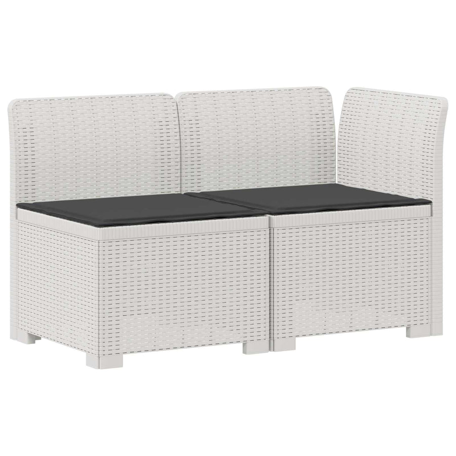 Tweedelige Tuinbank met Kussens Rattan Look PP Wit