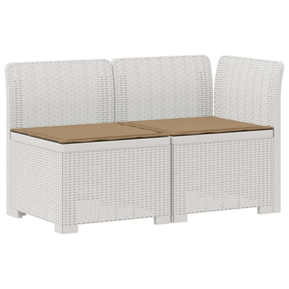 Tweedelige Tuinbank met Kussens Rattan Look PP Wit