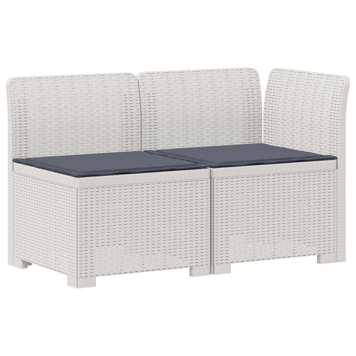 Tweedelige Tuinbank met Kussens Rattan Look PP Wit