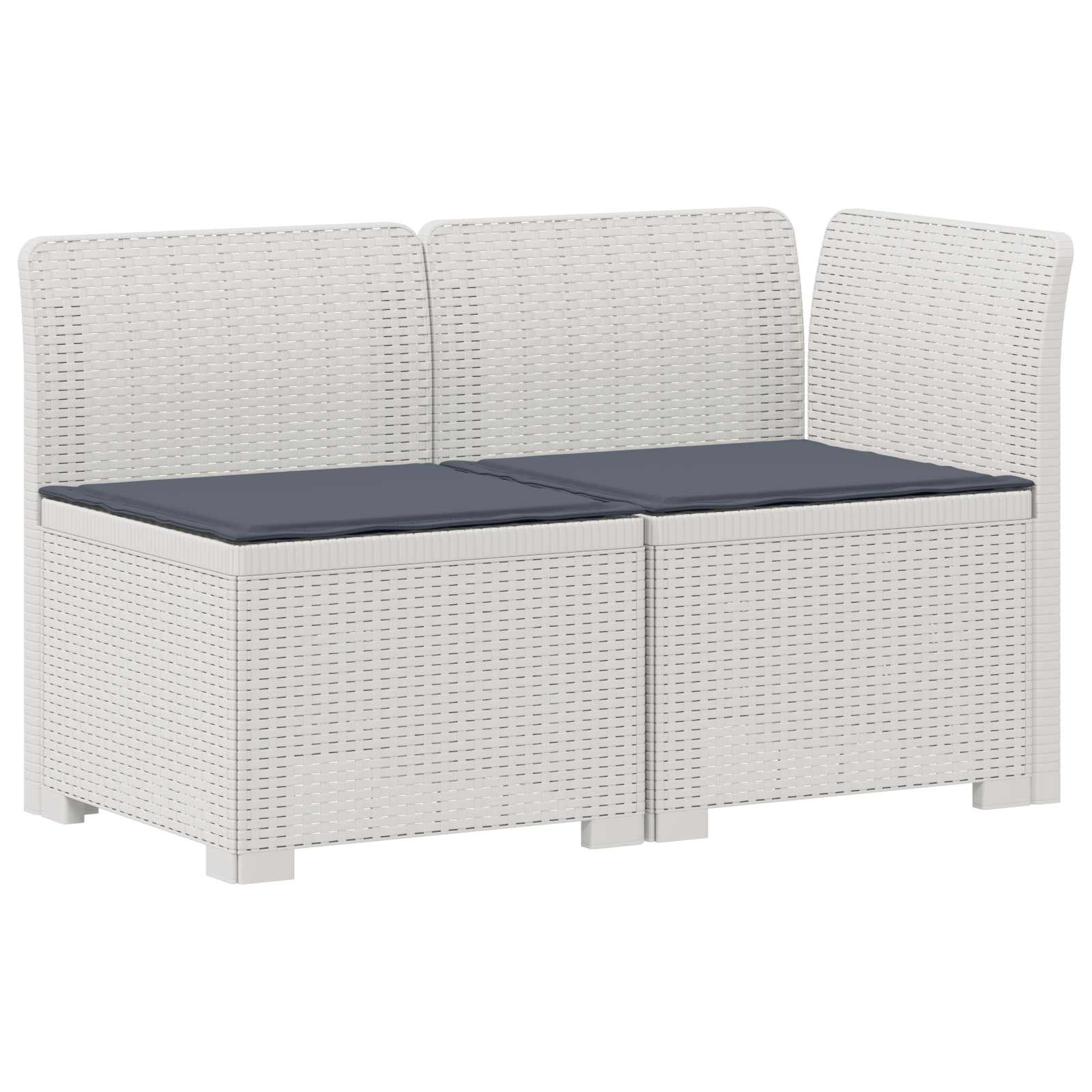 Tweedelige Tuinbank met Kussens Rattan Look PP Wit