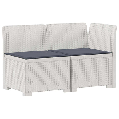 Tweedelige Tuinbank met Kussens Rattan Look PP Wit