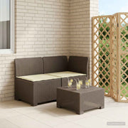 Modulaire tuinbank met kussens rattan look PP lichtgrijs