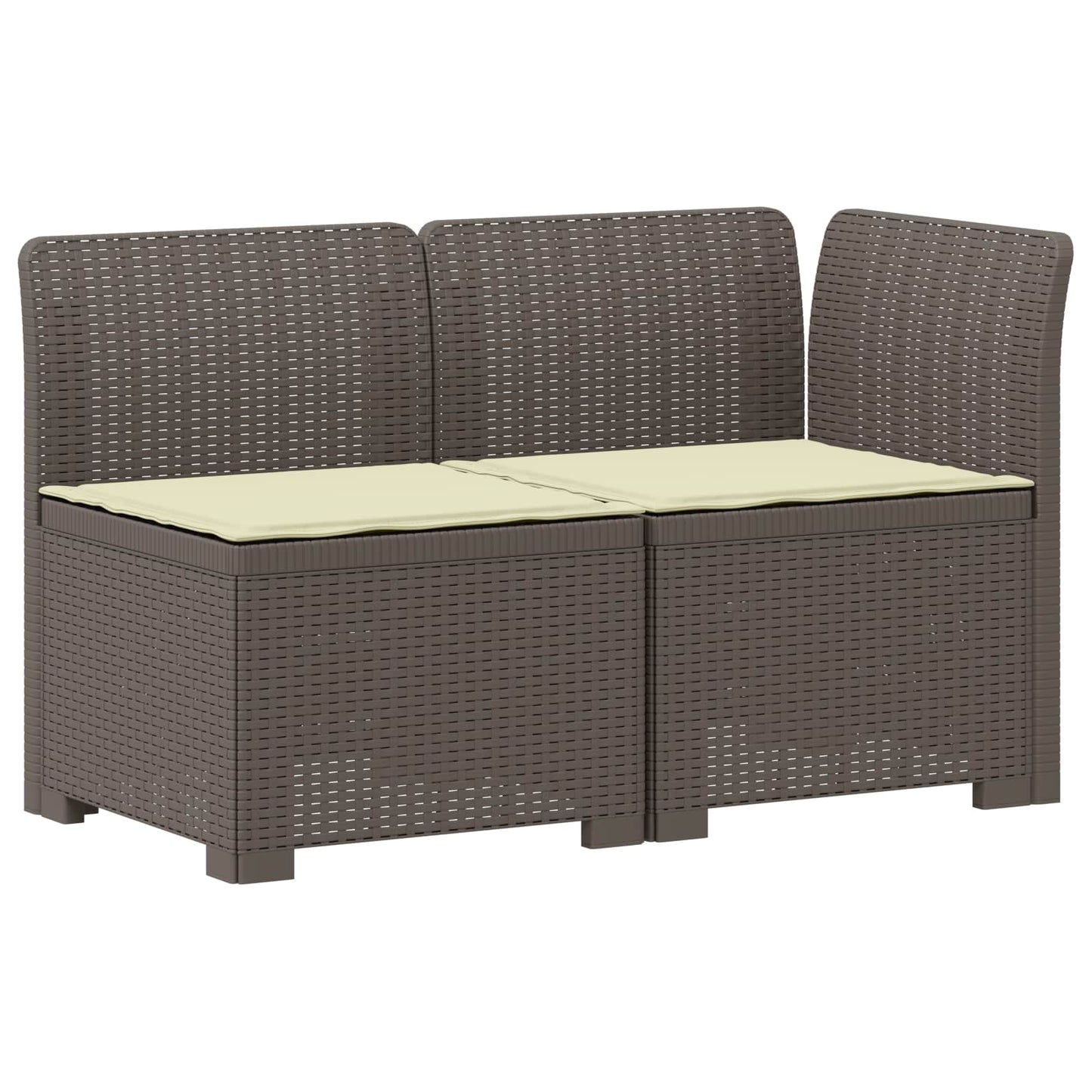 Tweedelige Tuinbank met Kussens Rattan Look PP Lichtgrijs