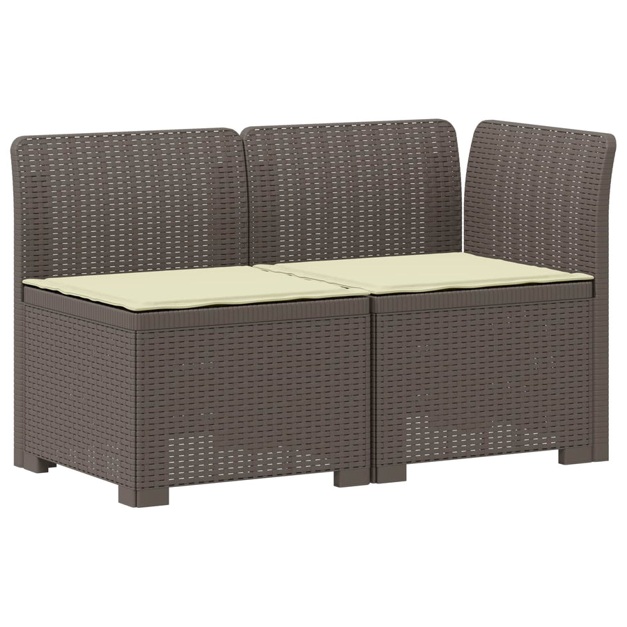 Tweedelige Tuinbank met Kussens Rattan Look PP Lichtgrijs