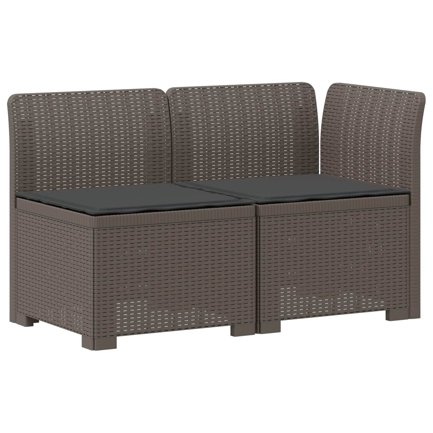 Tweedelige Tuinbank met Kussens Rattan Look PP Lichtgrijs