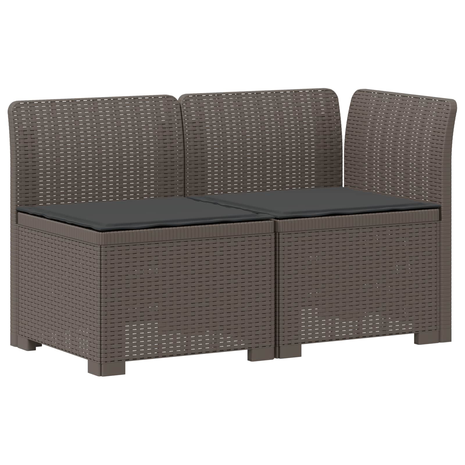 Tweedelige Tuinbank met Kussens Rattan Look PP Lichtgrijs