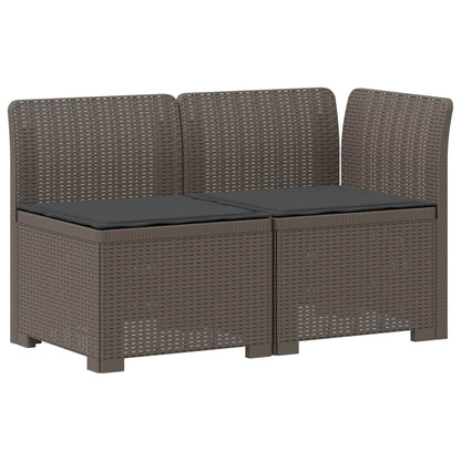 Tweedelige Tuinbank met Kussens Rattan Look PP Lichtgrijs