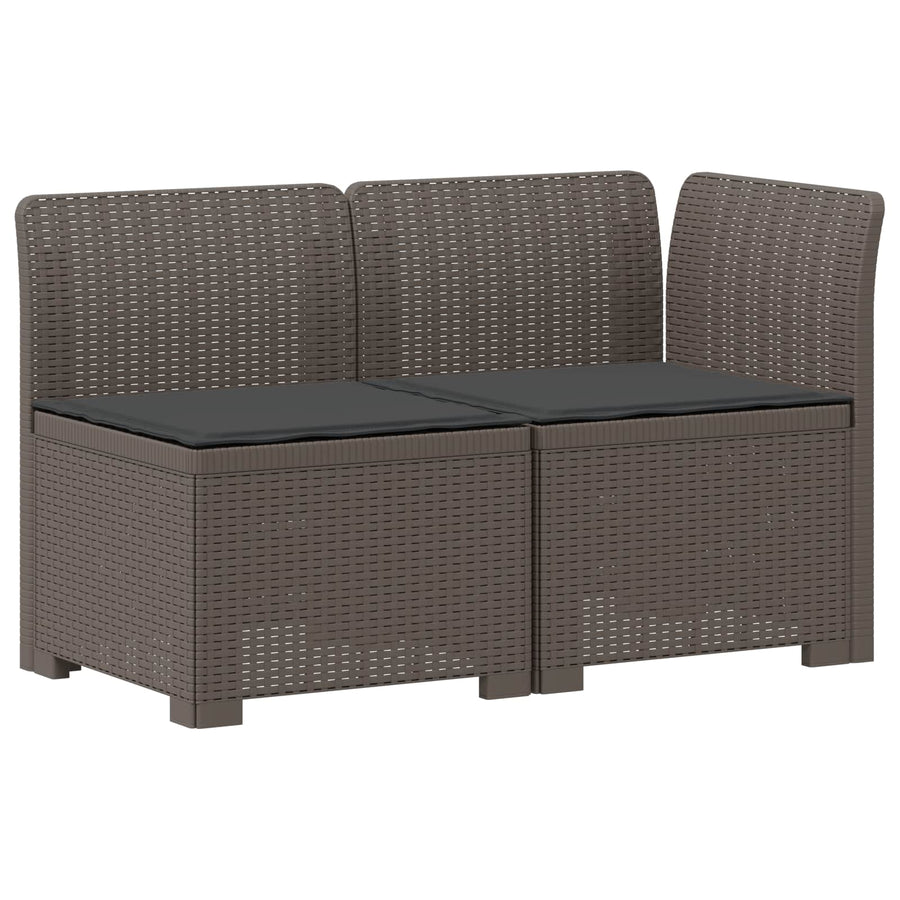 Tweedelige Tuinbank met Kussens Rattan Look PP Lichtgrijs