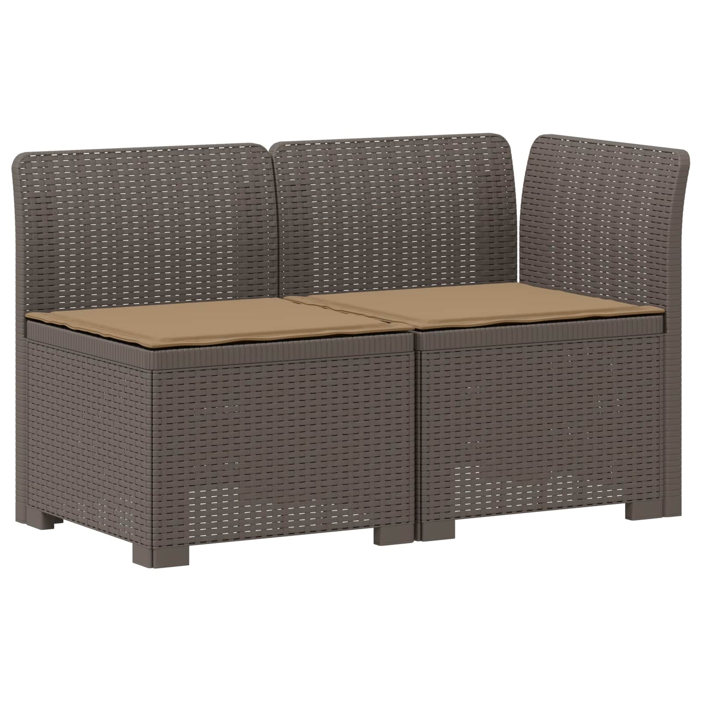 Tweedelige Tuinbank met Kussens Rattan Look PP Lichtgrijs
