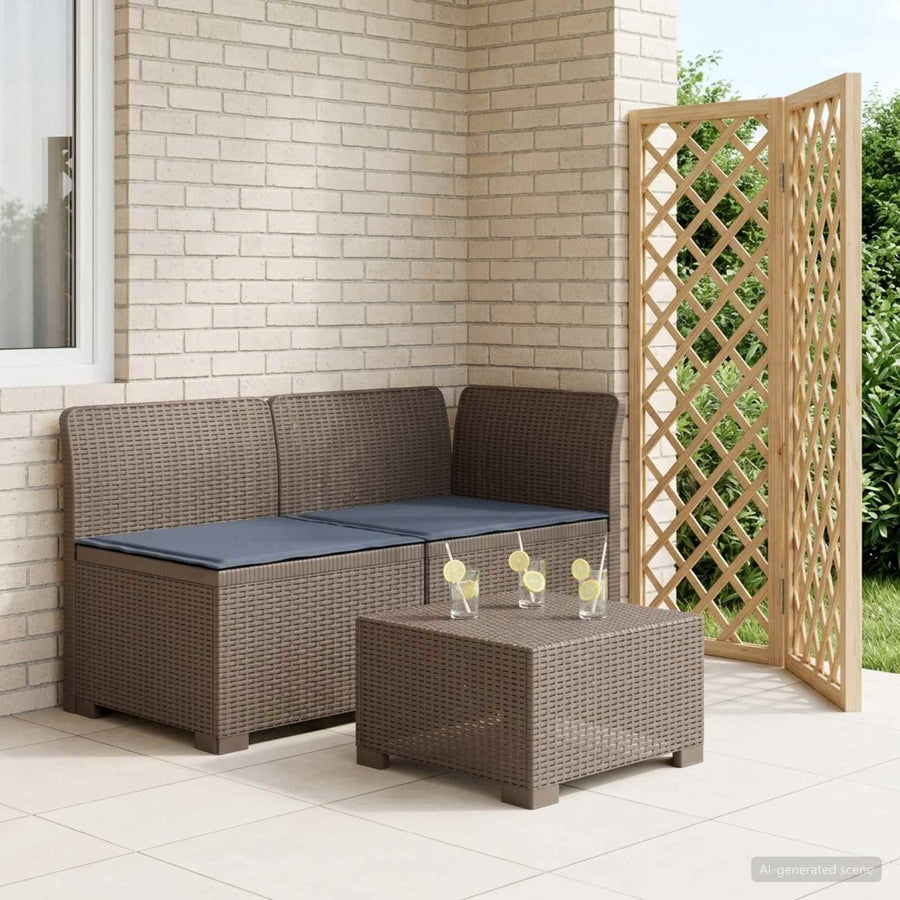 Tweedelige Tuinbank met Kussens Rattan Look PP Lichtgrijs