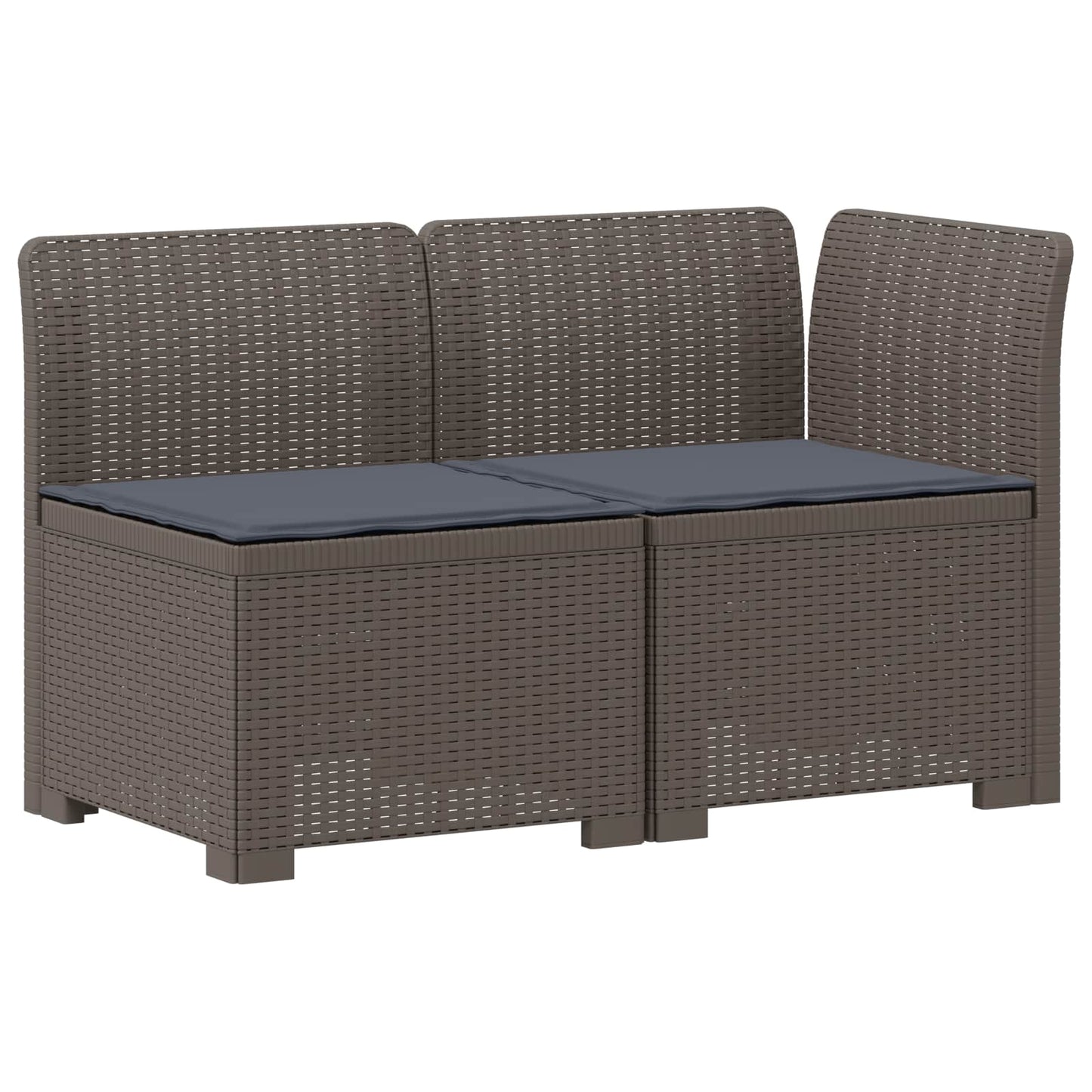 Tweedelige Tuinbank met Kussens Rattan Look PP Lichtgrijs