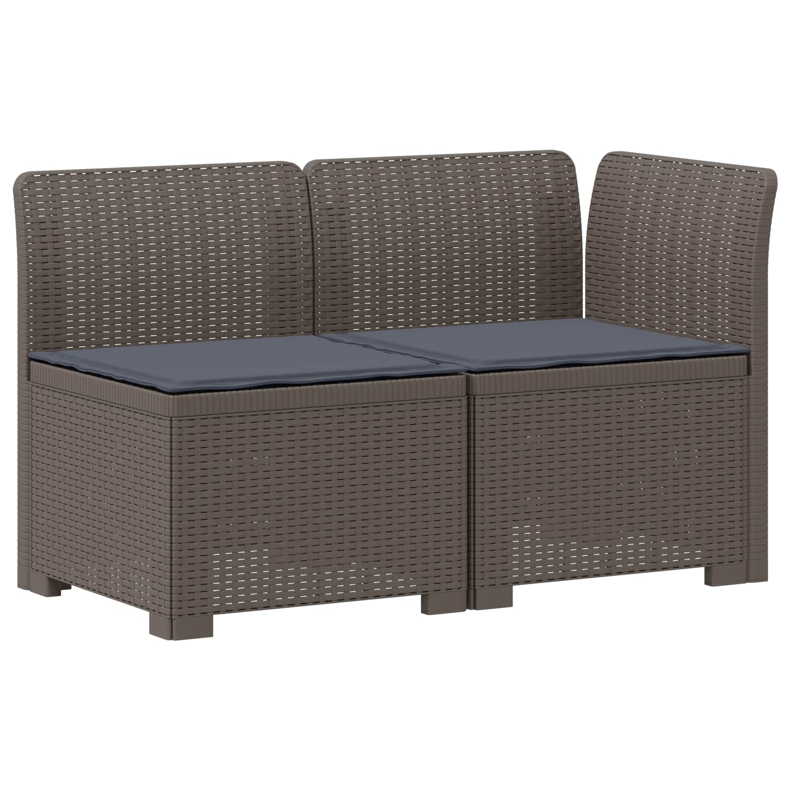 Tweedelige Tuinbank met Kussens Rattan Look PP Lichtgrijs