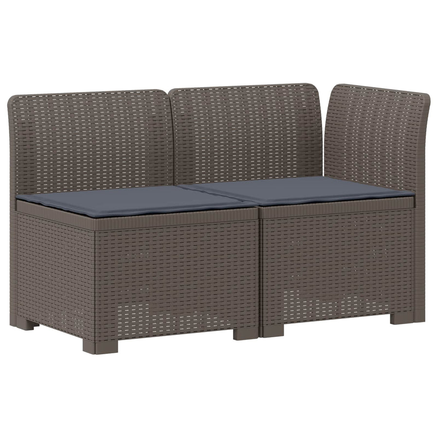 Tweedelige Tuinbank met Kussens Rattan Look PP Lichtgrijs