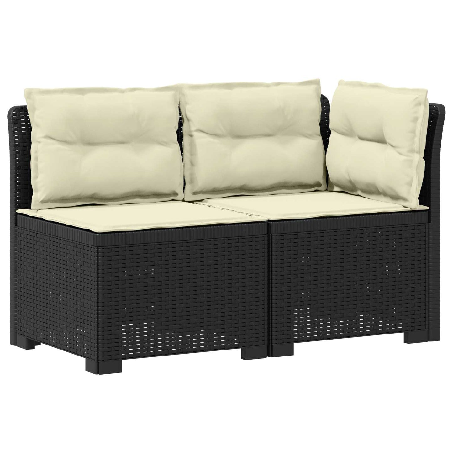 Tweedelige Tuinbank met Kussens Rattan Look PP Antraciet