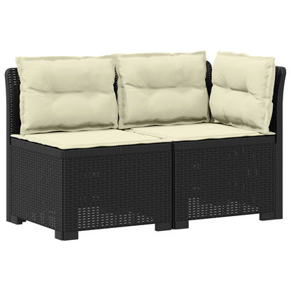 Tweedelige Tuinbank met Kussens Rattan Look PP Antraciet