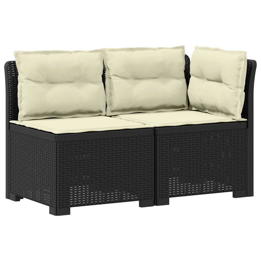 Tweedelige Tuinbank met Kussens Rattan Look PP Antraciet