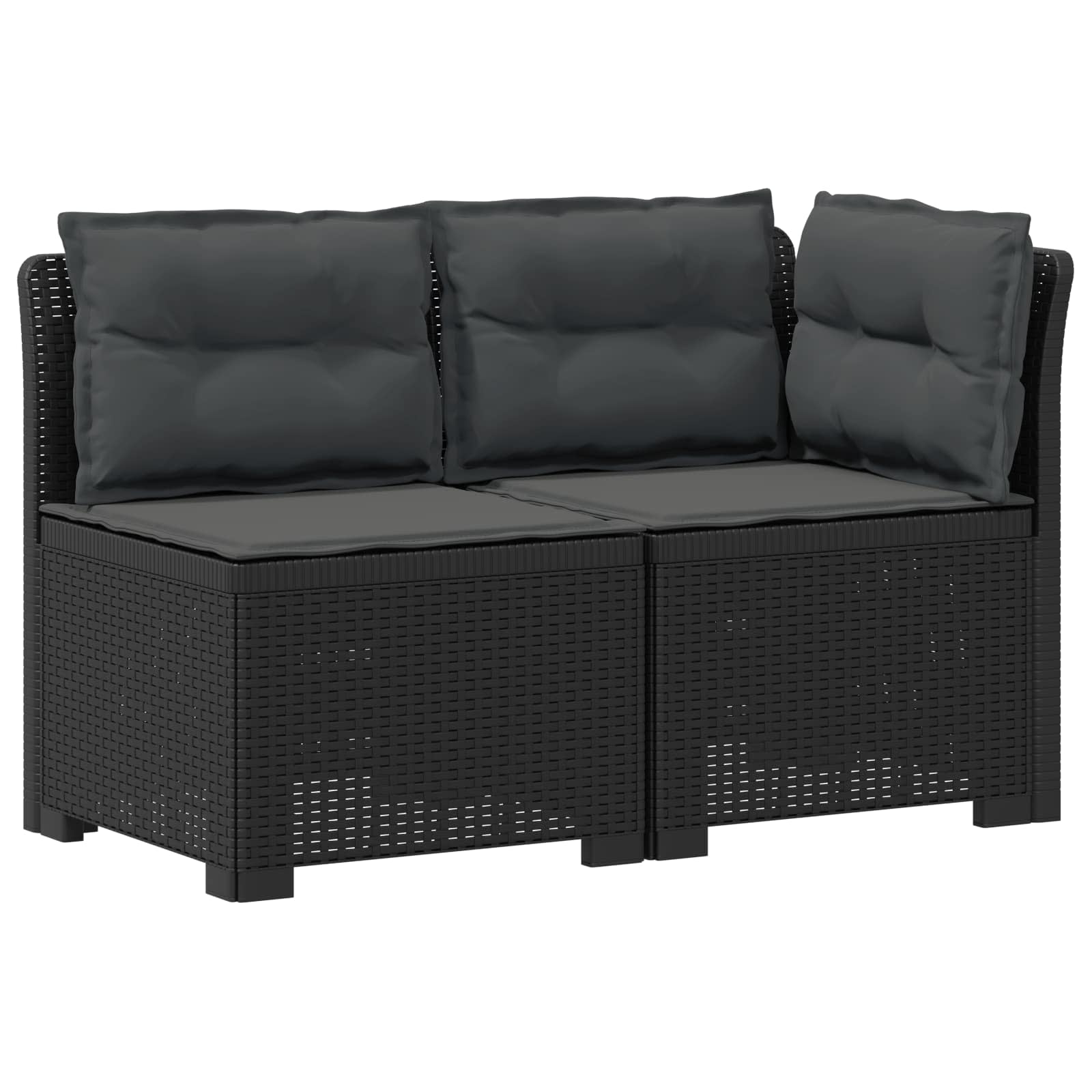 Tweedelige Tuinbank met Kussens Rattan Look PP Antraciet