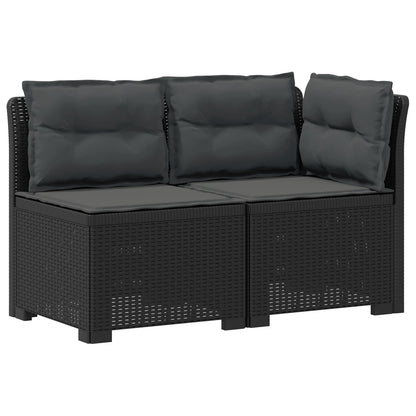 Tweedelige Tuinbank met Kussens Rattan Look PP Antraciet