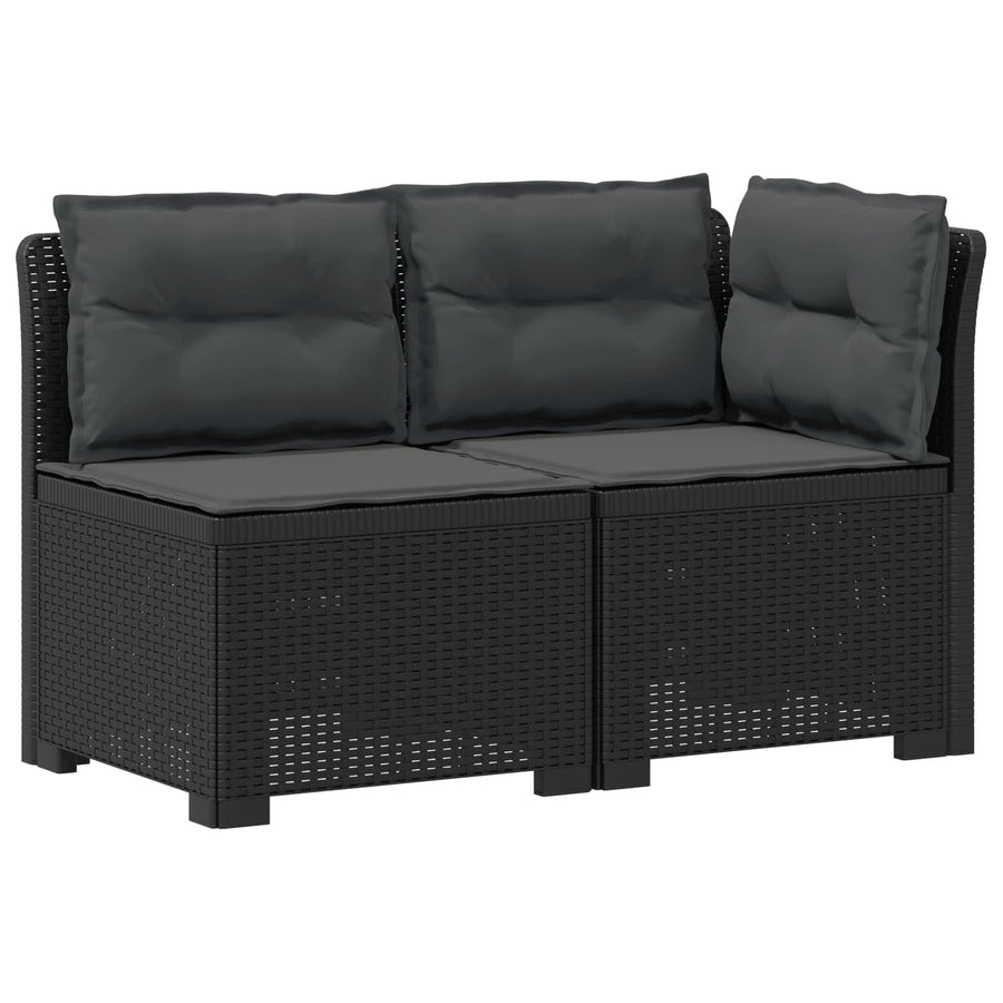 Tweedelige Tuinbank met Kussens Rattan Look PP Antraciet
