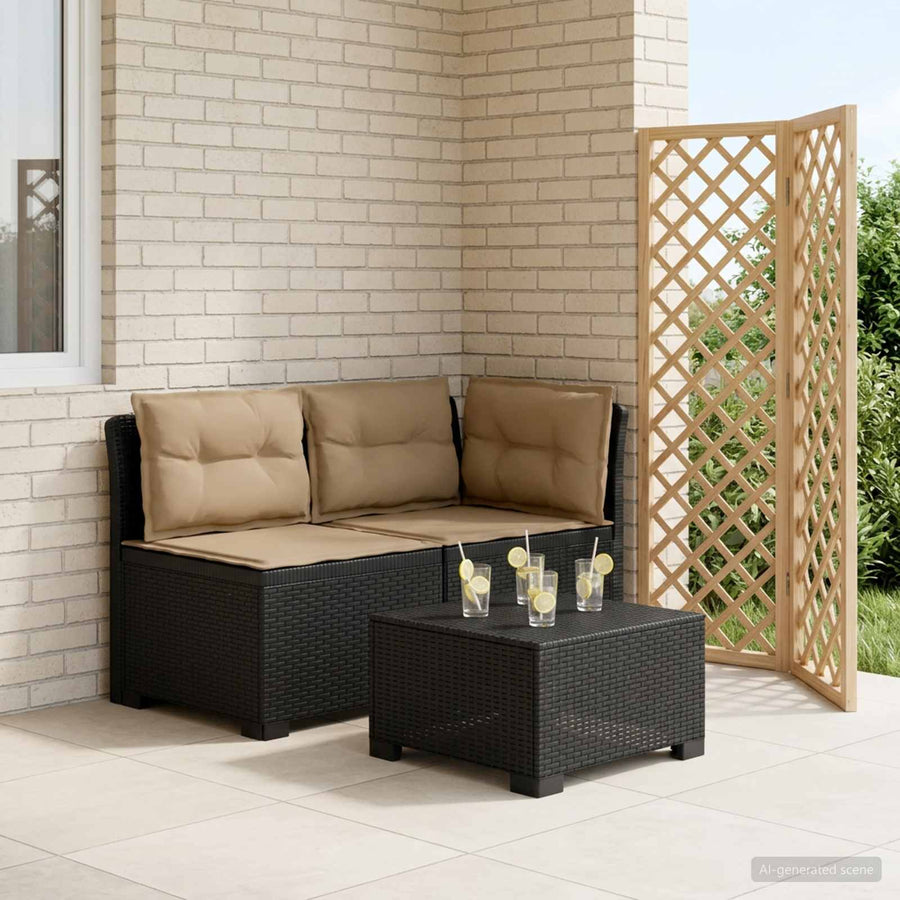 Tweedelige Tuinbank met Kussens Rattan Look PP Antraciet