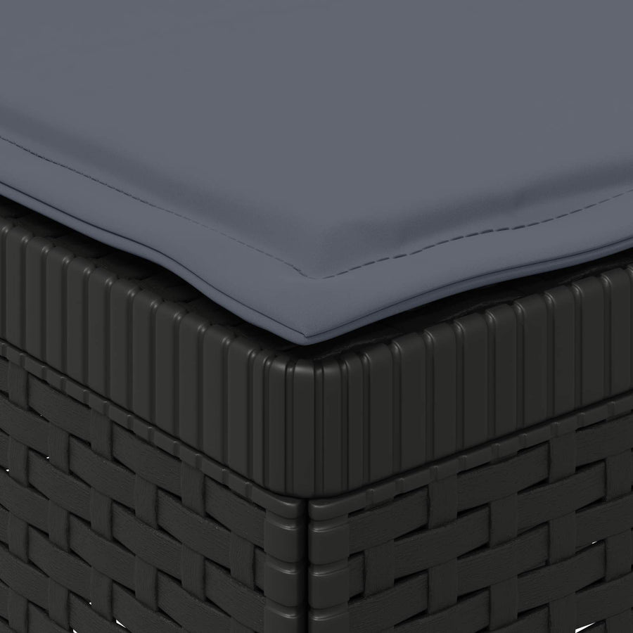 Tweedelige Tuinbank met Kussens Rattan Look PP Antraciet