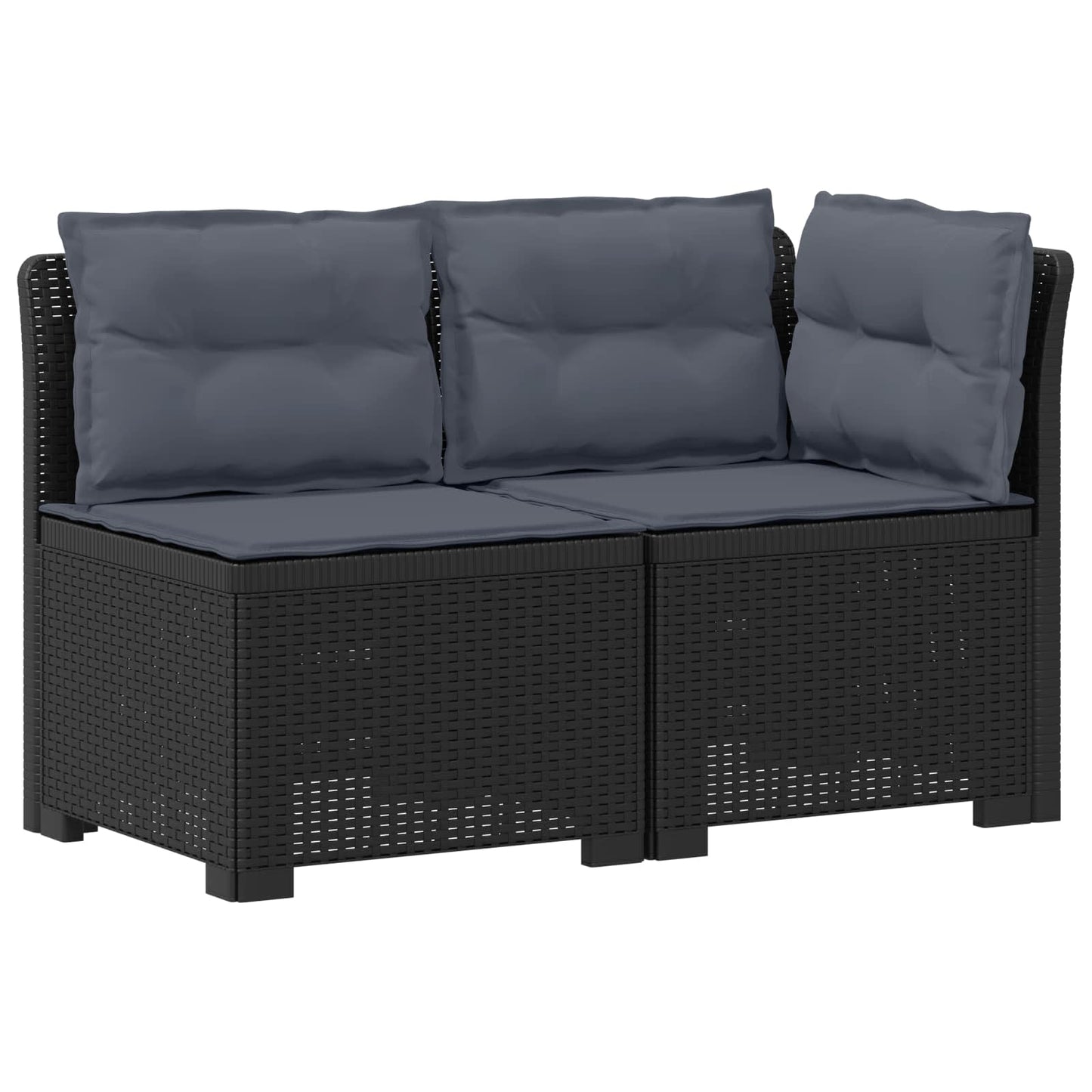 Tweedelige Tuinbank met Kussens Rattan Look PP Antraciet