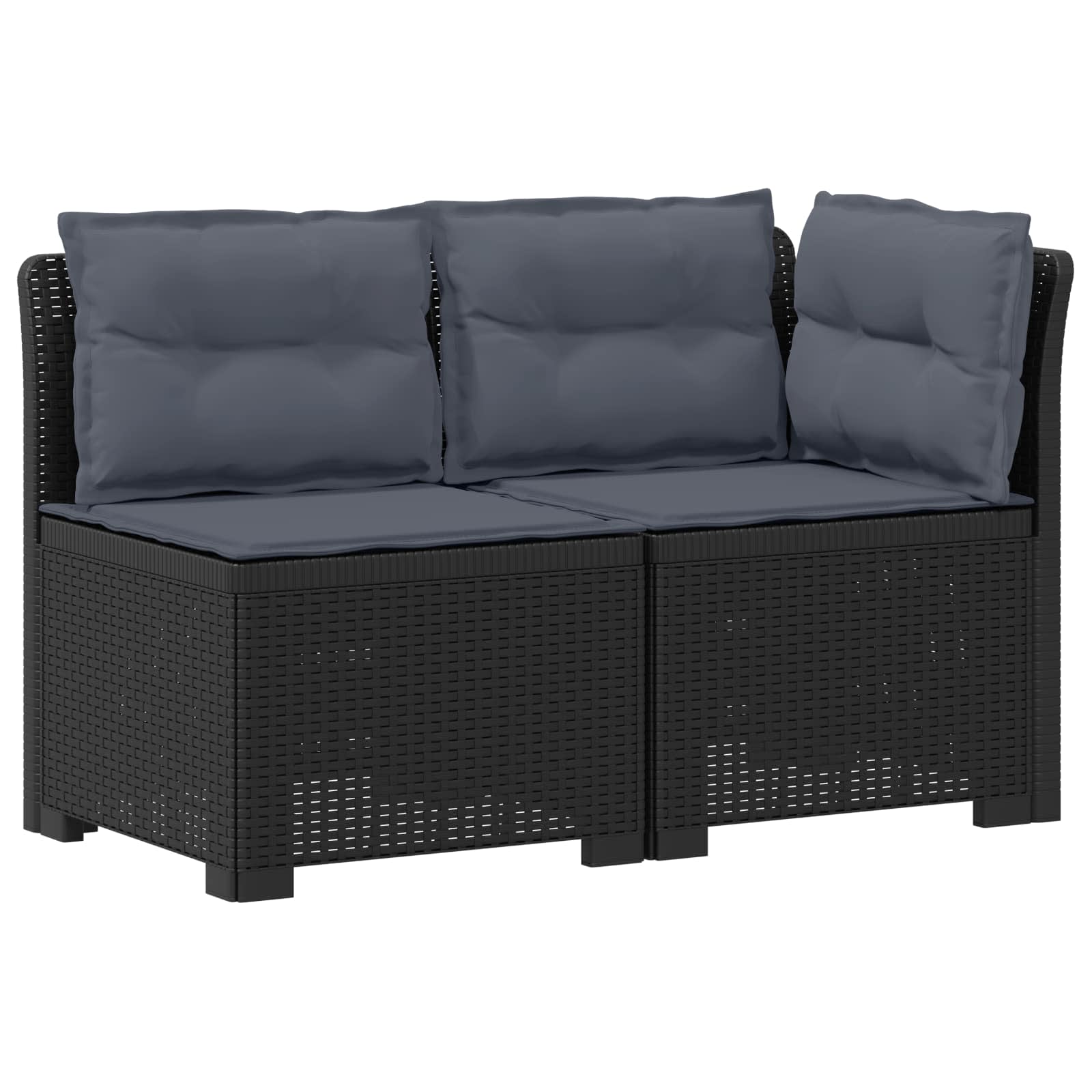 Tweedelige Tuinbank met Kussens Rattan Look PP Antraciet