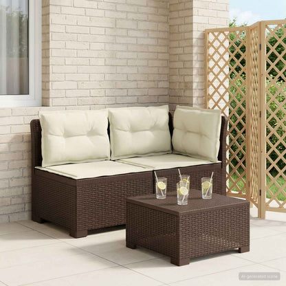 Tweedelige Tuinbank met Kussens Rattan Look PP Bruin