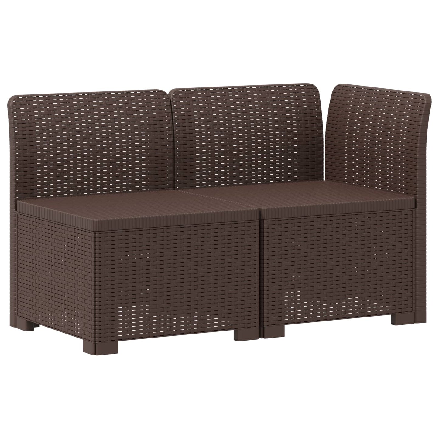 Tweedelige Tuinbank met Kussens Rattan Look PP Bruin