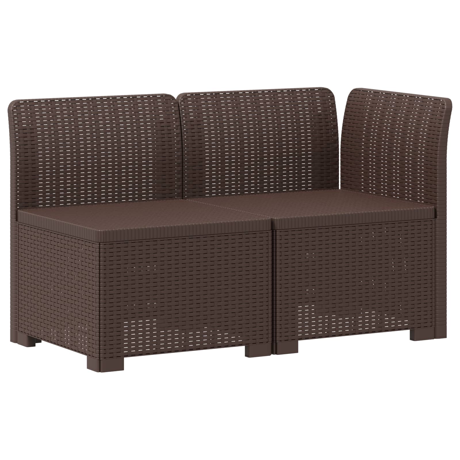 Tweedelige Tuinbank met Kussens Rattan Look PP Bruin