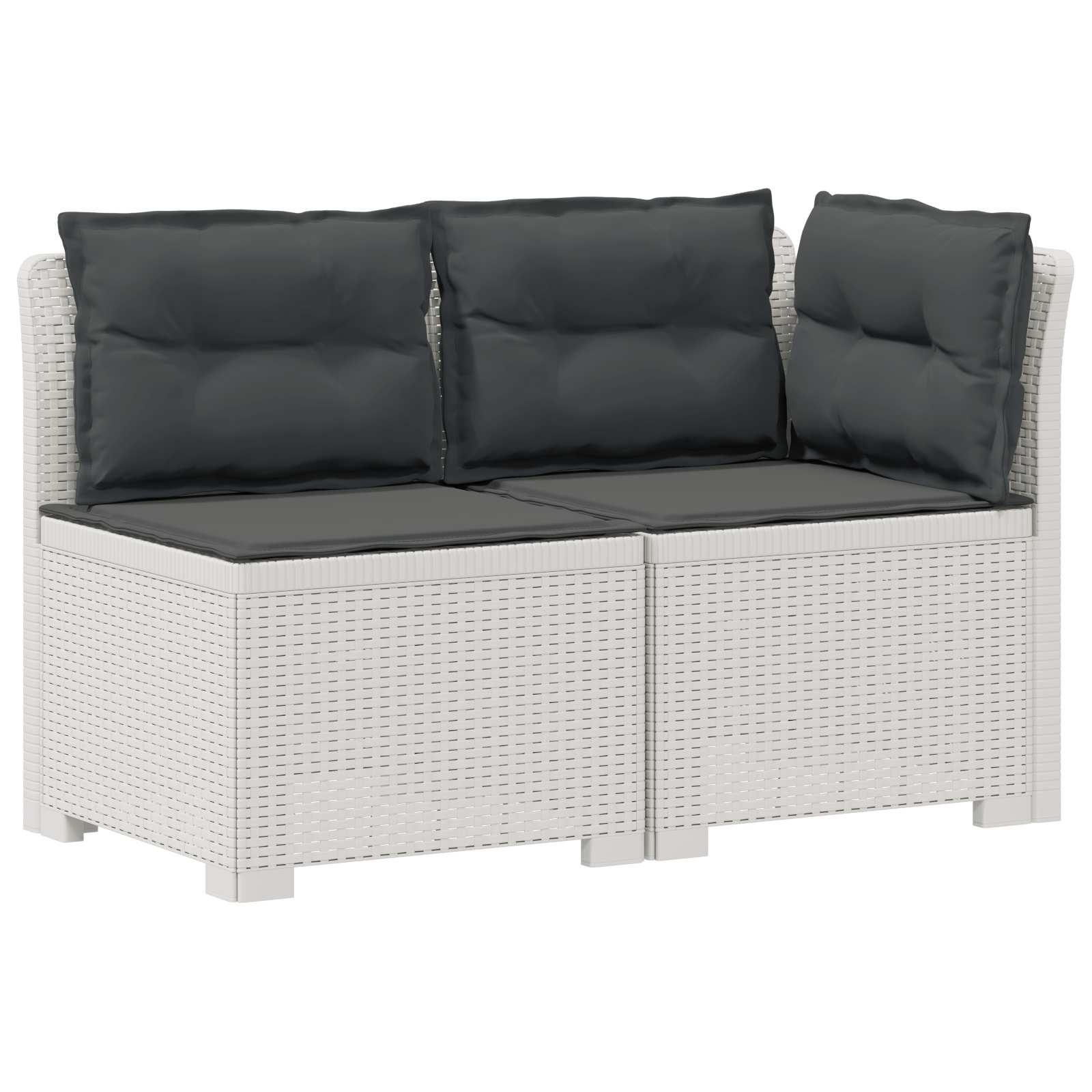 Tweedelige Tuinbank met Kussens Rattan Look PP Wit