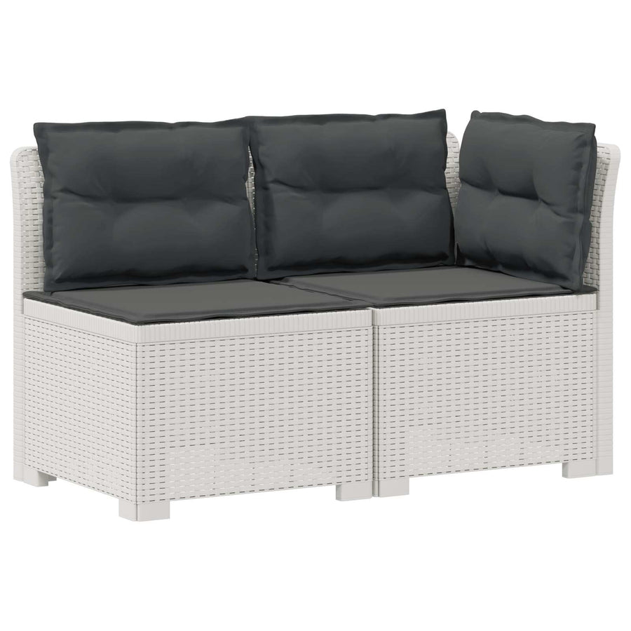 Tweedelige Tuinbank met Kussens Rattan Look PP Wit