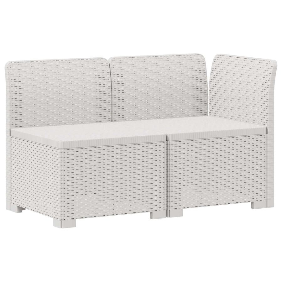 Tweedelige Tuinbank met Kussens Rattan Look PP Wit