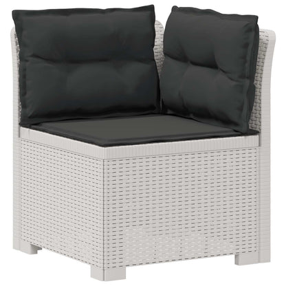 Tweedelige Tuinbank met Kussens Rattan Look PP Wit