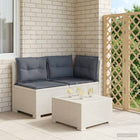 Modulaire tuinbank 2 pers. rotan look PP wit met lichtgrijs kussen