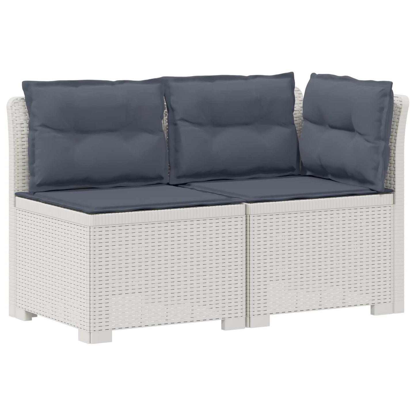 Tweedelige Tuinbank met Kussens Rattan Look PP Wit