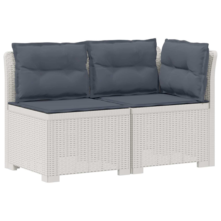 Tweedelige Tuinbank met Kussens Rattan Look PP Wit