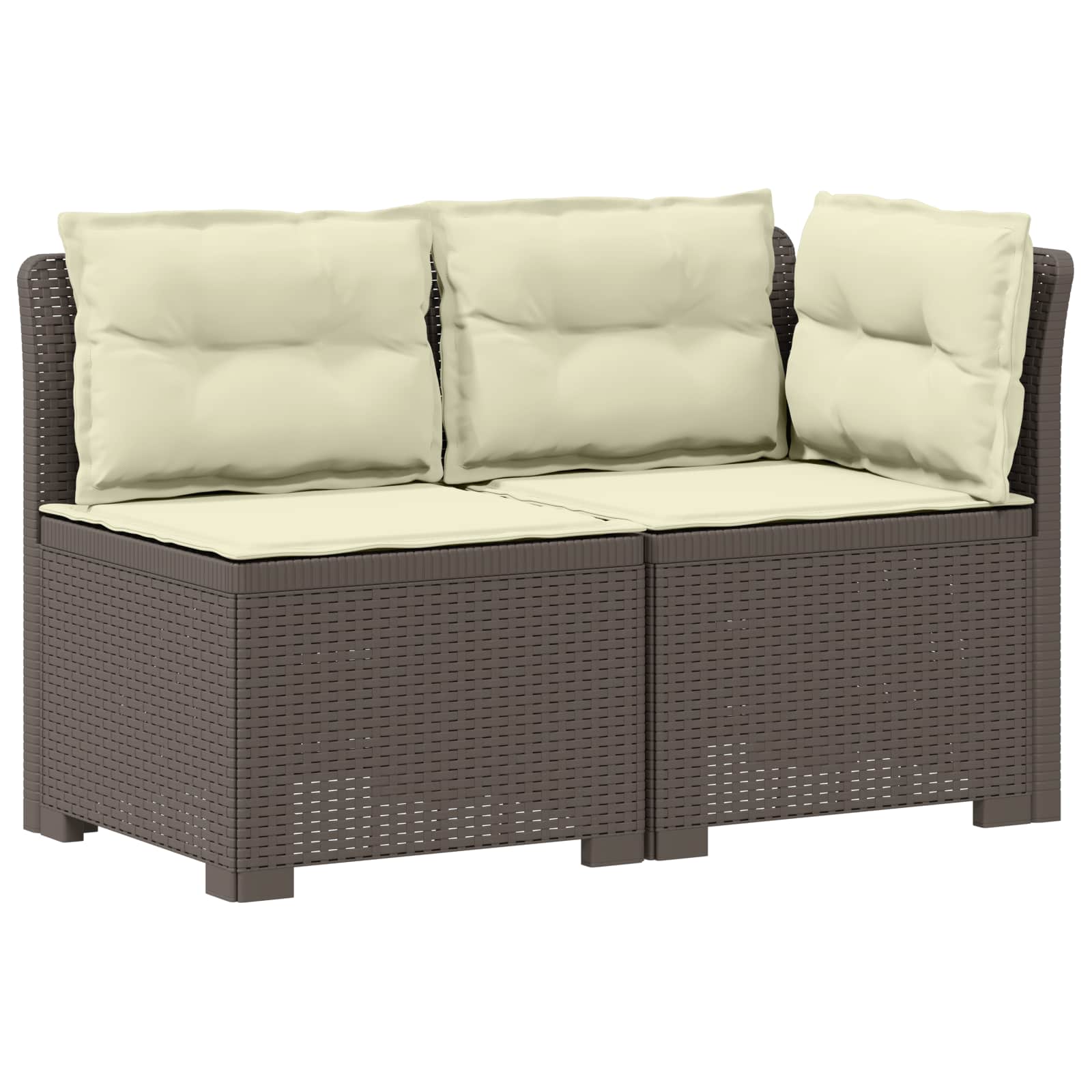 Tweedelige Tuinbank met Kussens Rattan Look PP Lichtgrijs