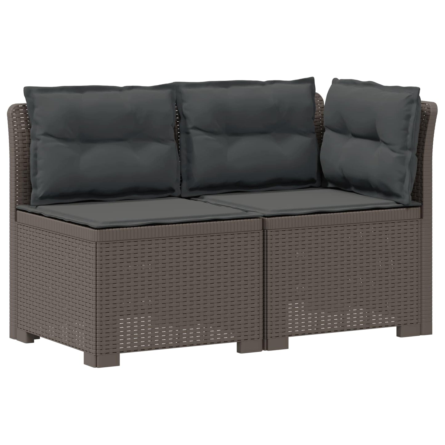 Tweedelige Tuinbank met Kussens Rattan Look PP Lichtgrijs