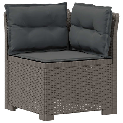 Tweedelige Tuinbank met Kussens Rattan Look PP Lichtgrijs