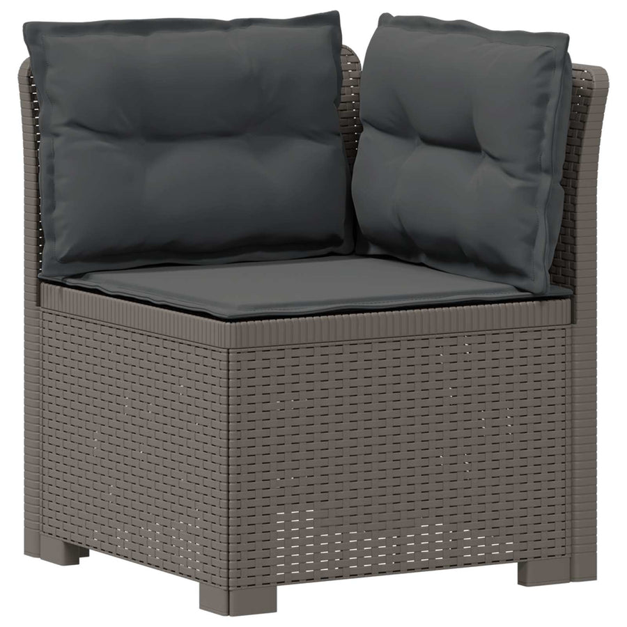 Tweedelige Tuinbank met Kussens Rattan Look PP Lichtgrijs
