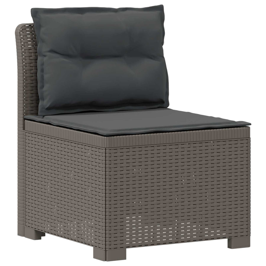 Tweedelige Tuinbank met Kussens Rattan Look PP Lichtgrijs