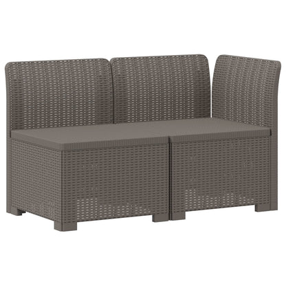 Tweedelige Tuinbank met Kussens Rattan Look PP Lichtgrijs