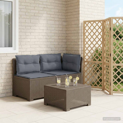 Tweedelige Tuinbank met Kussens Rattan Look PP Lichtgrijs