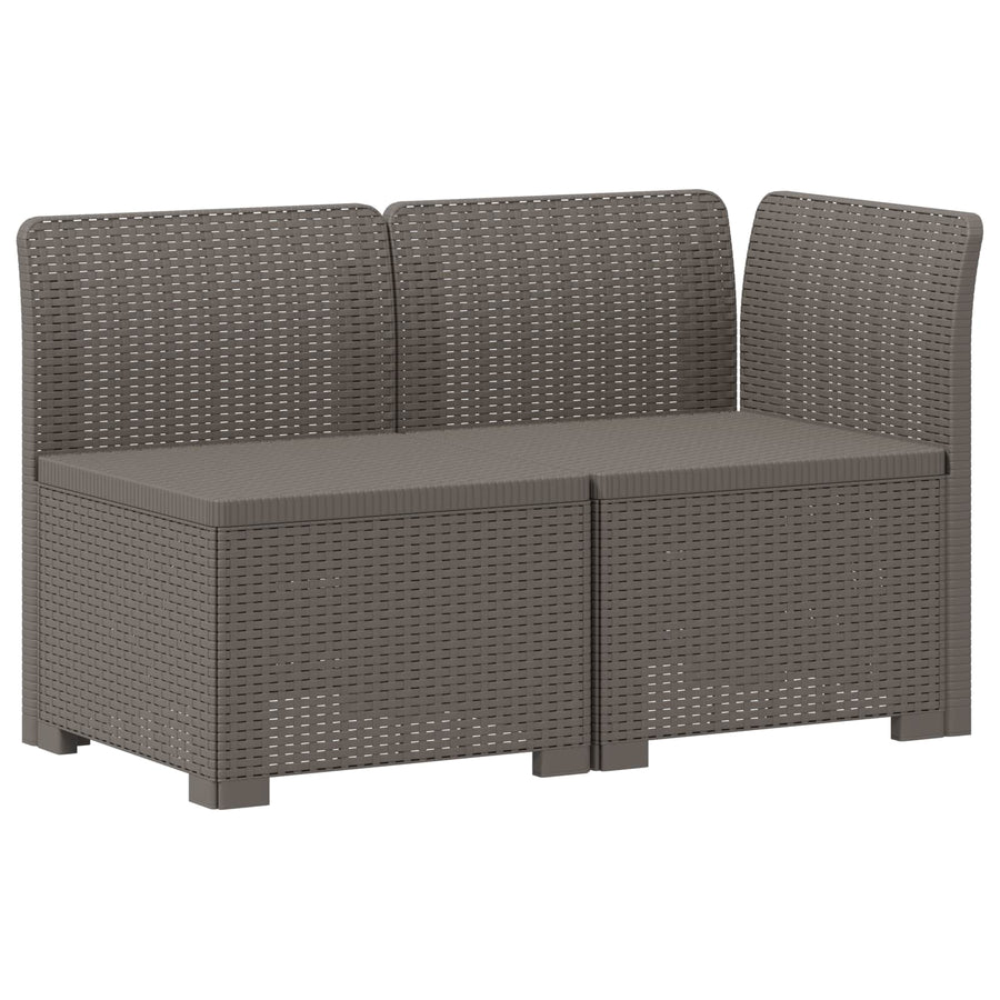Tweedelige Tuinbank met Kussens Rattan Look PP Lichtgrijs