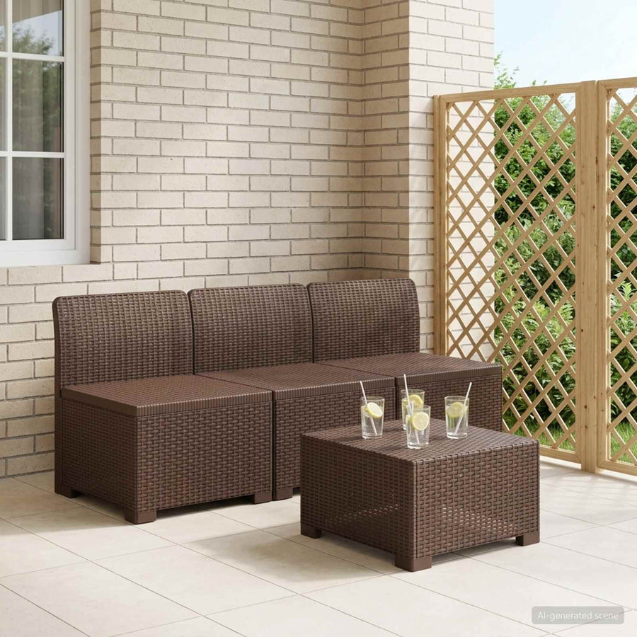3-zits Tuinbank in Rattan Look PP Bruin