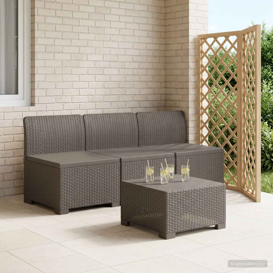 3-zits Tuinbank in Rattan Look PP Lichtgrijs